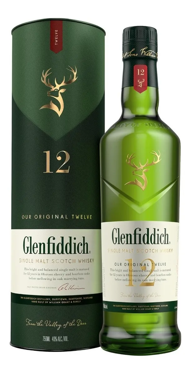 WHISKY SCOTCH SINGLE MALT GLENFIDDICH 12 AÑOS X 750 CC